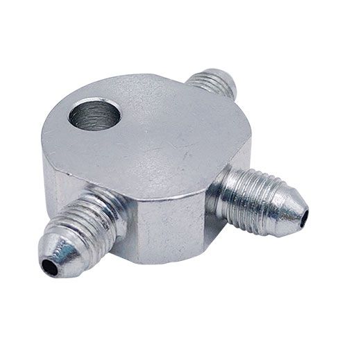 <p>Male tee  |  3/8-24 UNF studs (3) (-03 JIC)</p>