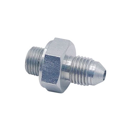 <p>Male-male adapter  |  3/8-24 UNF stud (-03 JIC)  |  1/8-28 BSPP stud</p>